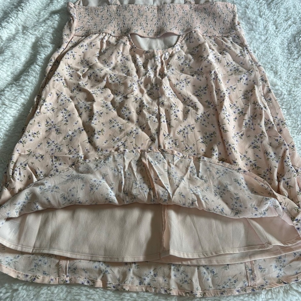 American Eagle Floral Smocked Back Babydoll Top Pink Purple Boho NWT Size L - Picture 11 of 16